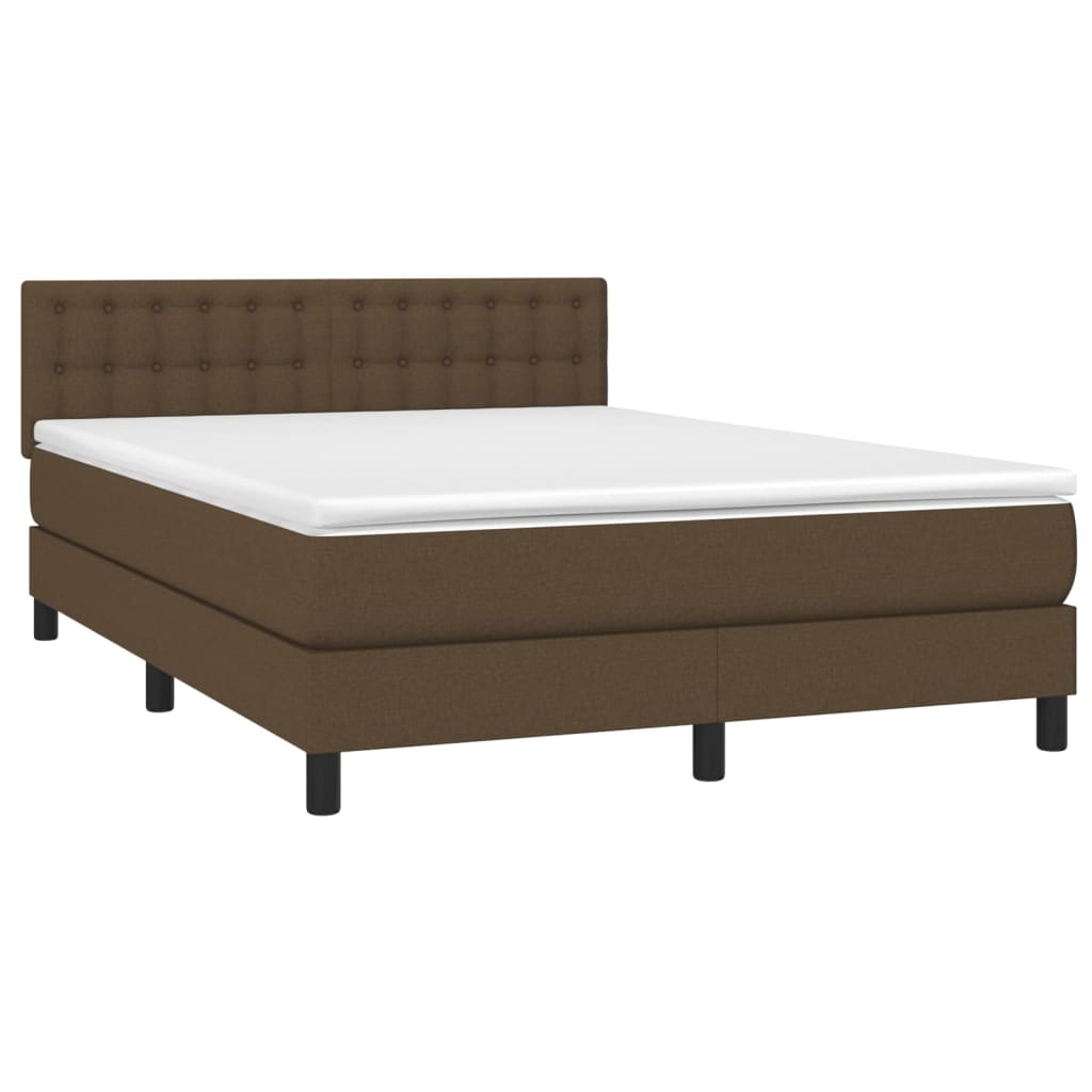 barna szövet rugós és LED-es ágy matraccal 140x190 cm