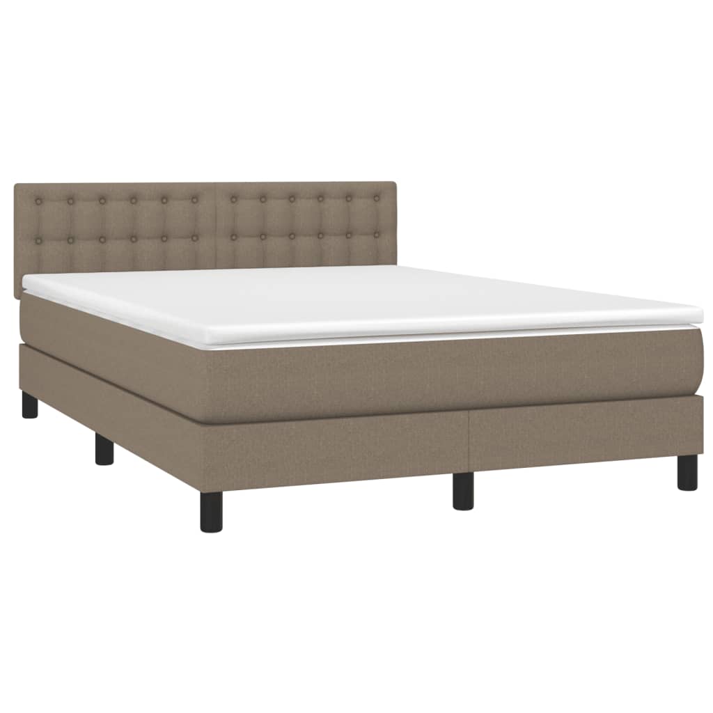 tópszínű szövet rugós és LED-es ágy matraccal 140x190cm