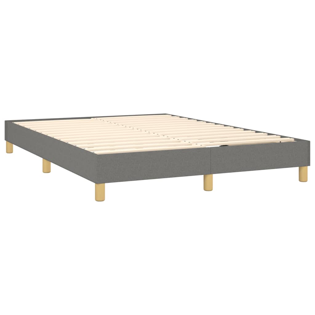sötétszürke szövet rugós és LED-es ágy matraccal 140x200 cm