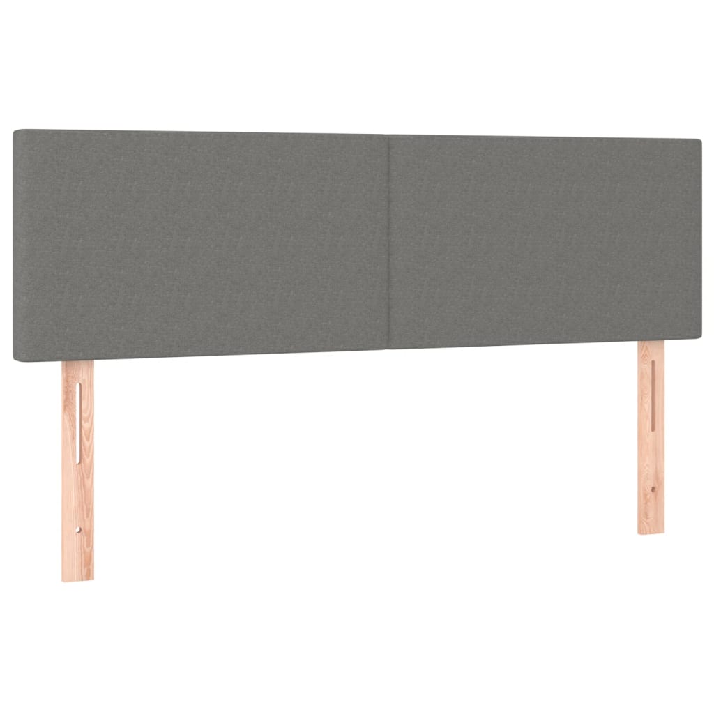 sötétszürke szövet rugós és LED-es ágy matraccal 140x200 cm
