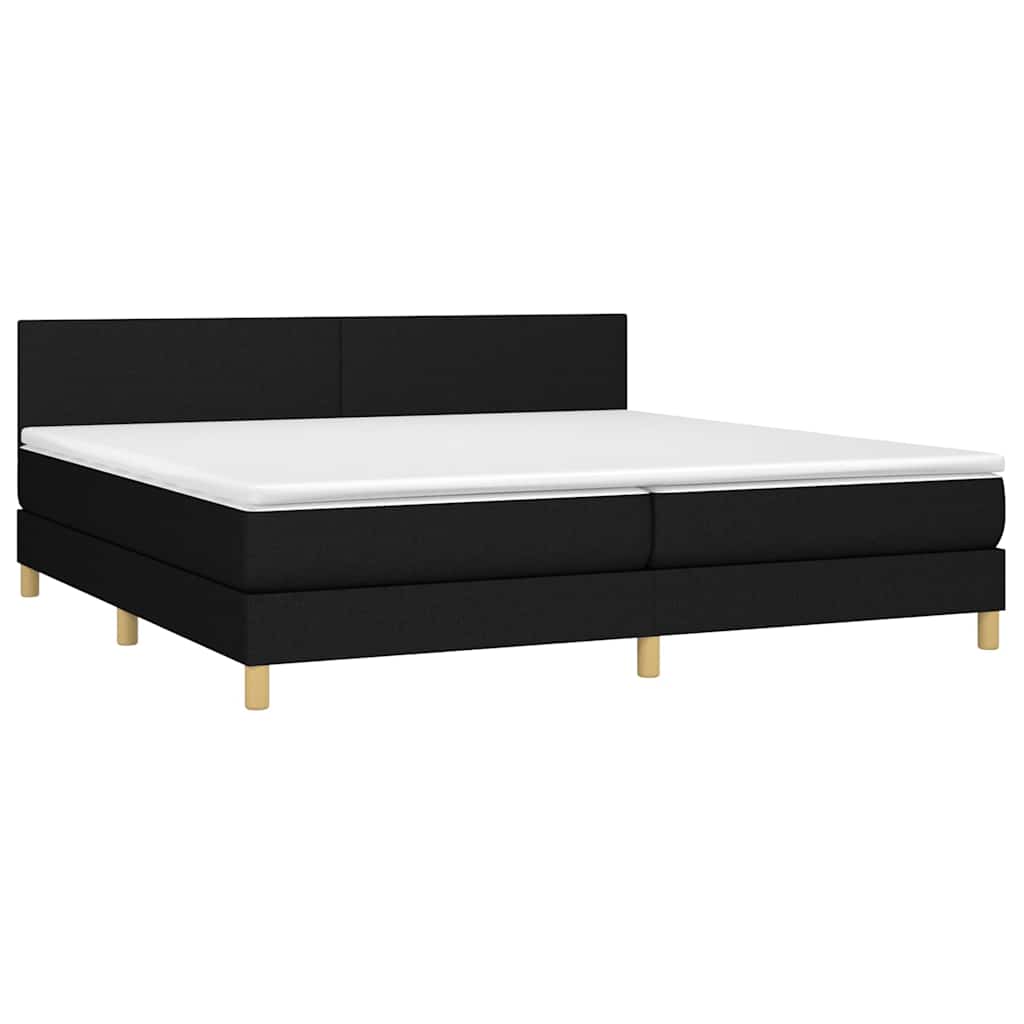 fekete szövet rugós és LED-es ágy matraccal 200x200 cm