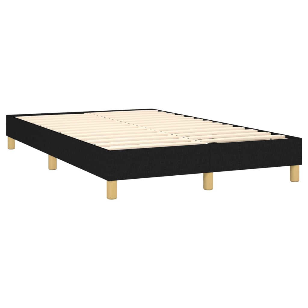 fekete szövet rugós és LED-es ágy matraccal 120 x 200 cm