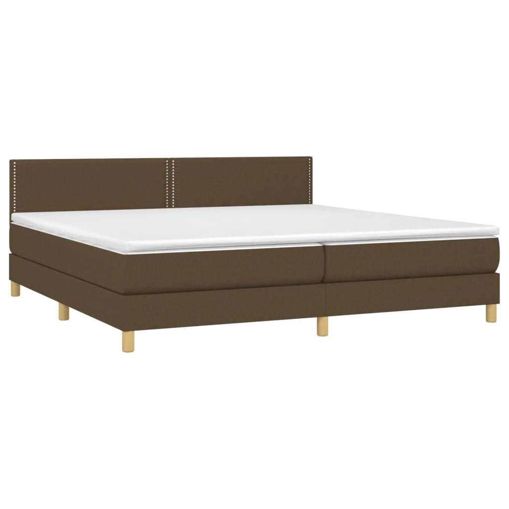 barna szövet rugós és LED-es ágy matraccal 200x200 cm