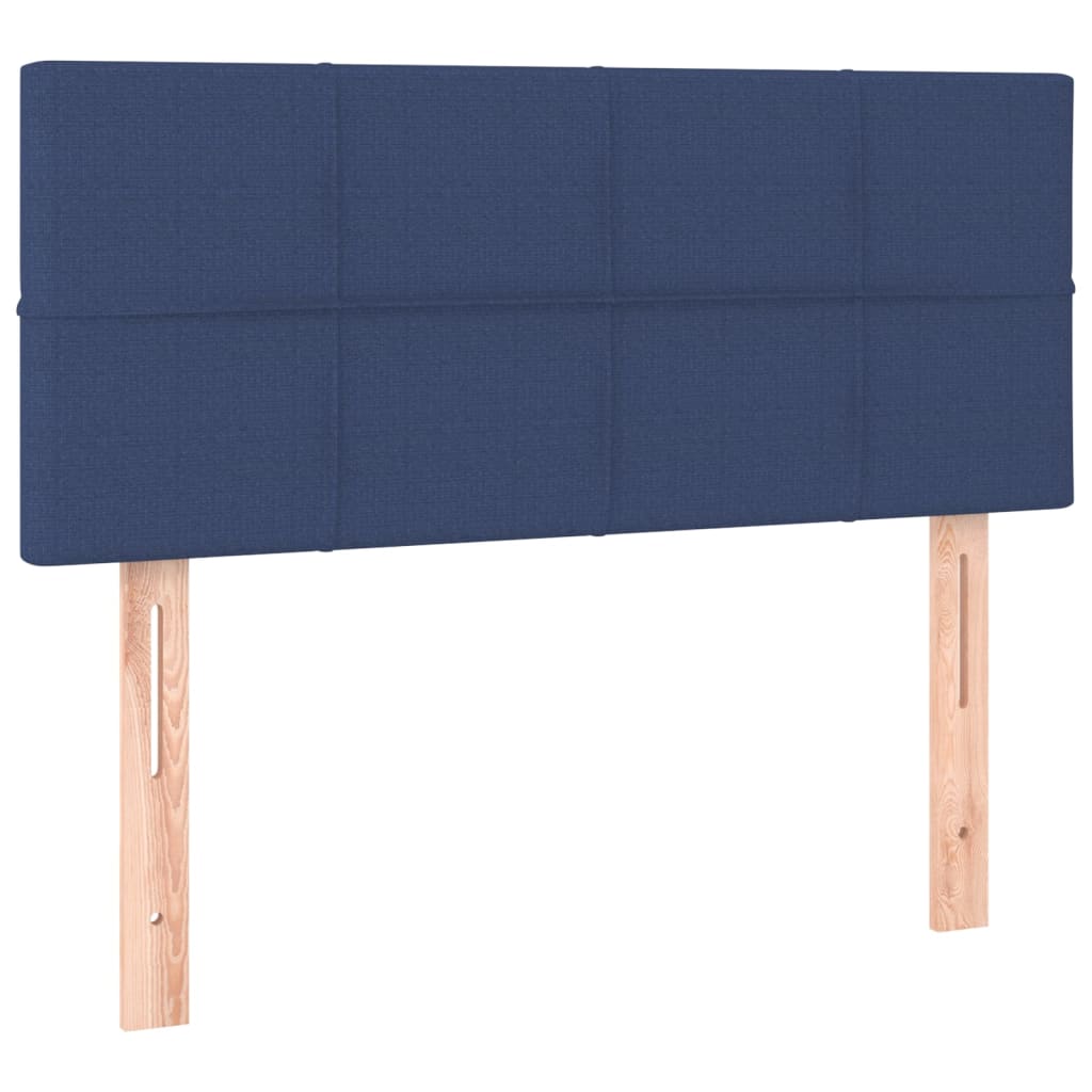 kék szövet rugós és LED-es ágy matraccal 90x200 cm