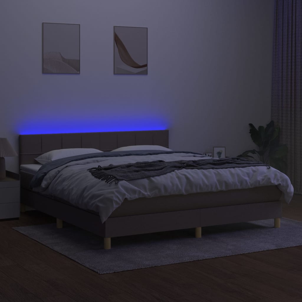 tópszínű szövet rugós és LED-es ágy matraccal 180 x 200 cm