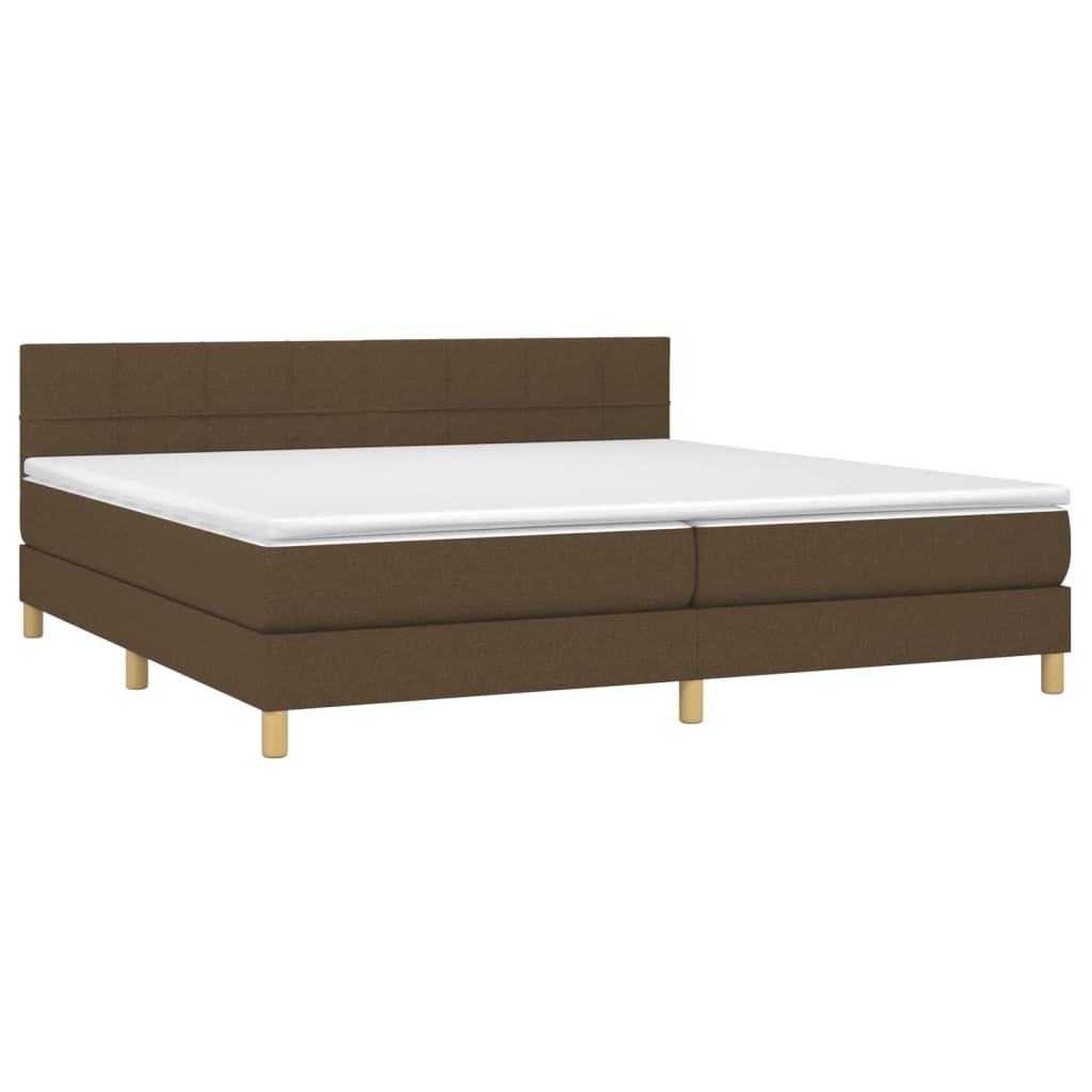 barna szövet rugós és LED-es ágy matraccal 200x200 cm