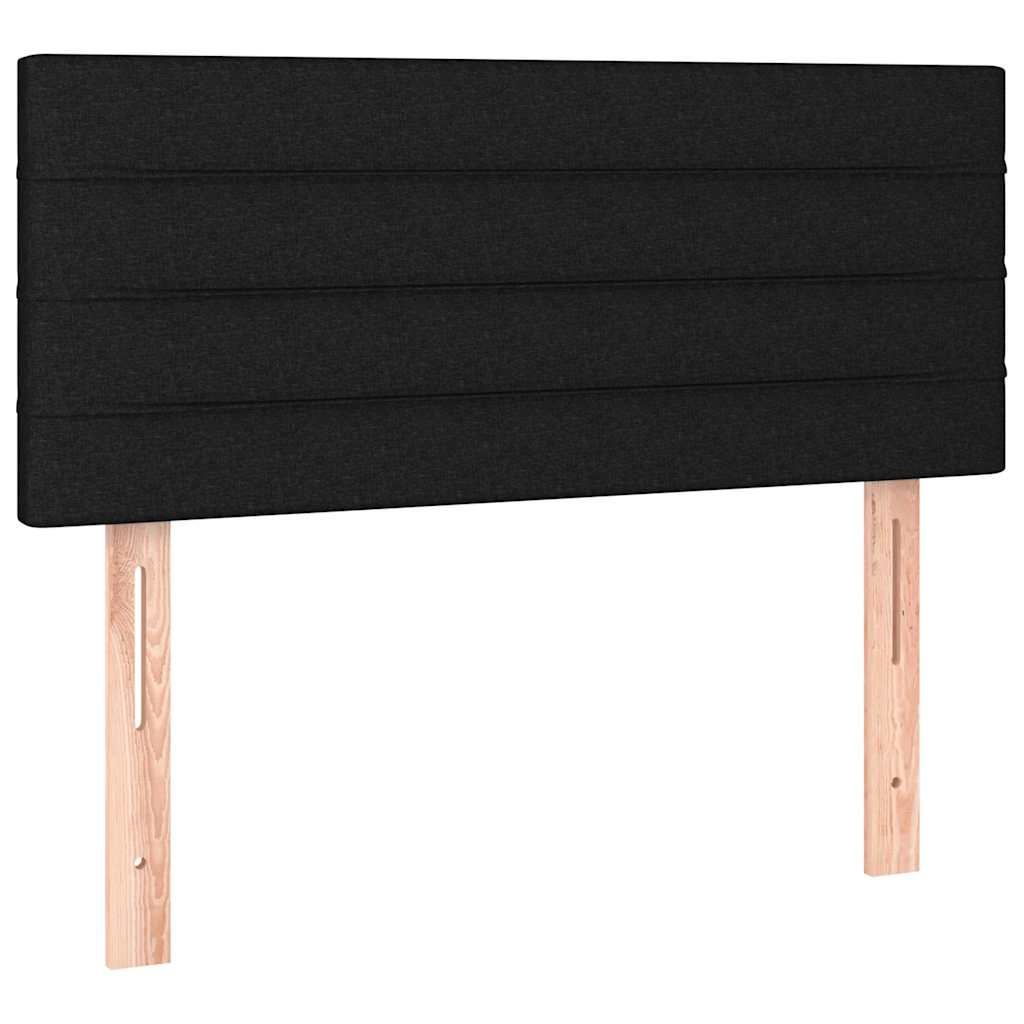 fekete szövet rugós és LED-es ágy matraccal 90x200 cm