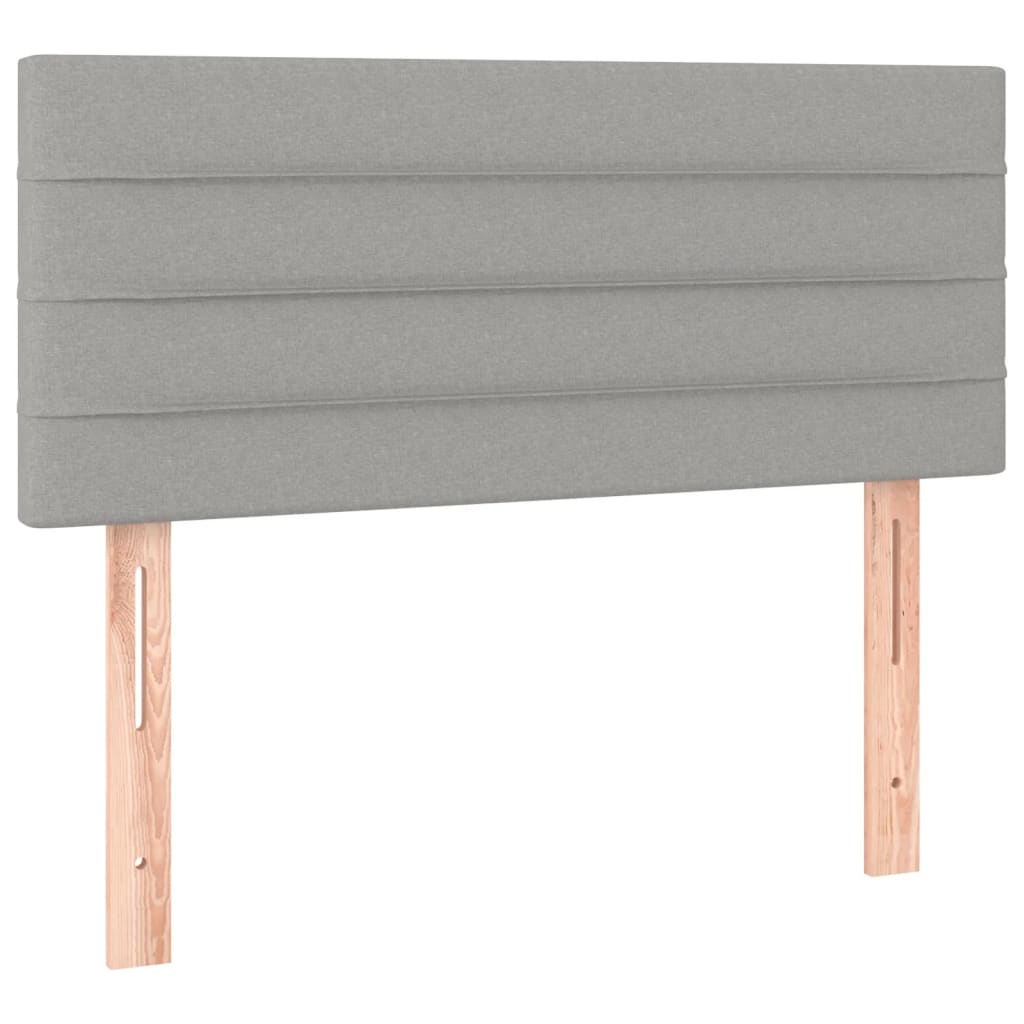 világosszürke szövet rugós és LED-es ágy matraccal 100x200 cm