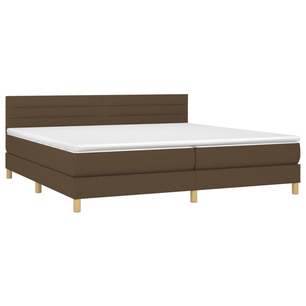 barna szövet rugós és LED-es ágy matraccal 200x200 cm