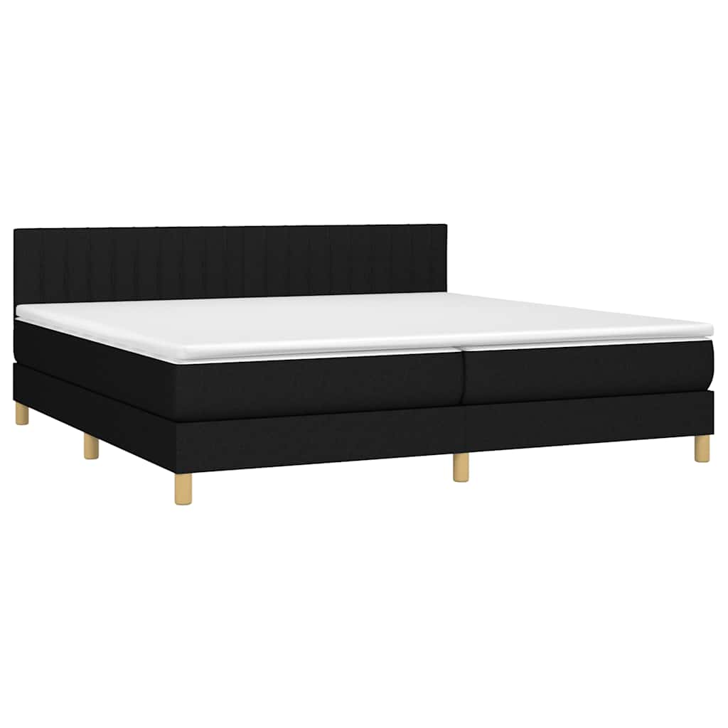 fekete szövet rugós és LED-es ágy matraccal 200x200 cm
