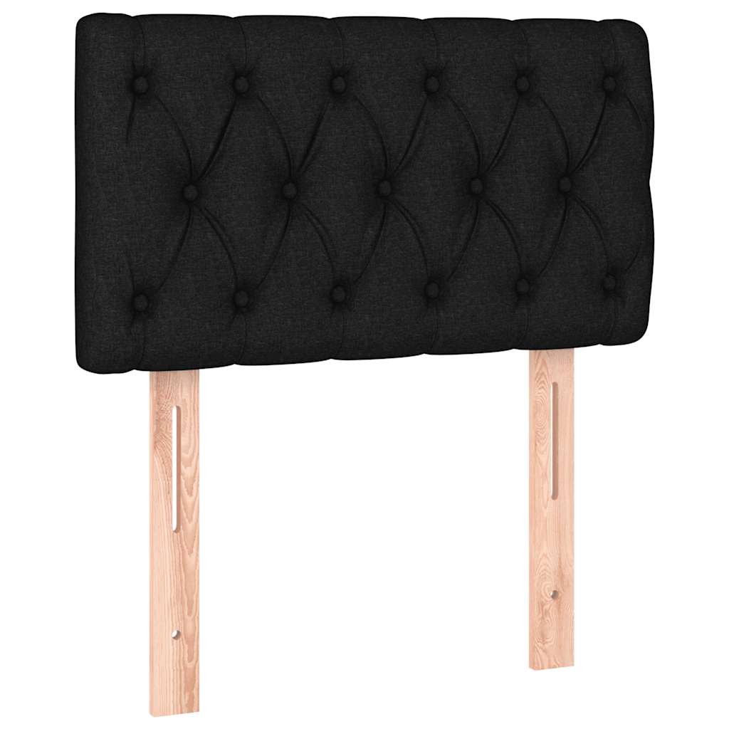 fekete szövet rugós és LED-es ágy matraccal 80 x 200 cm