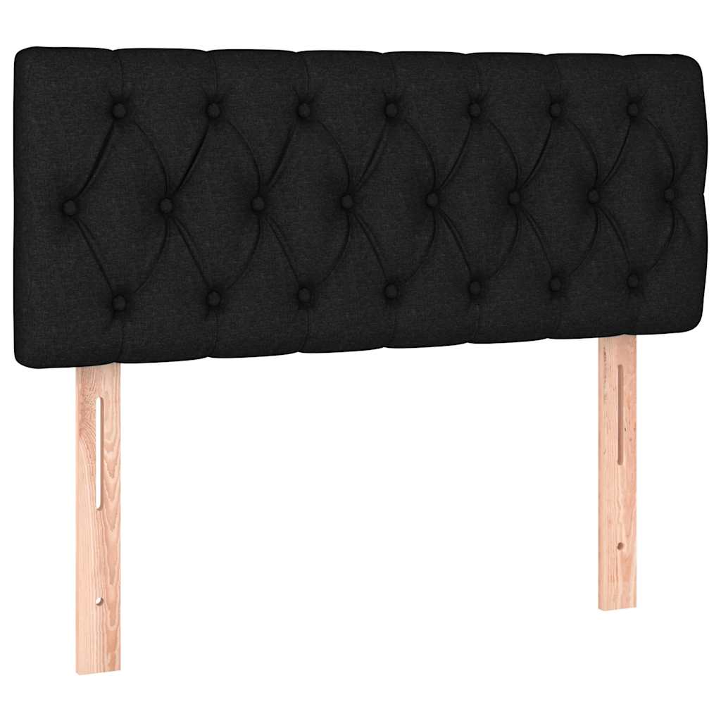 fekete szövet rugós és LED-es ágy matraccal 120 x 200 cm