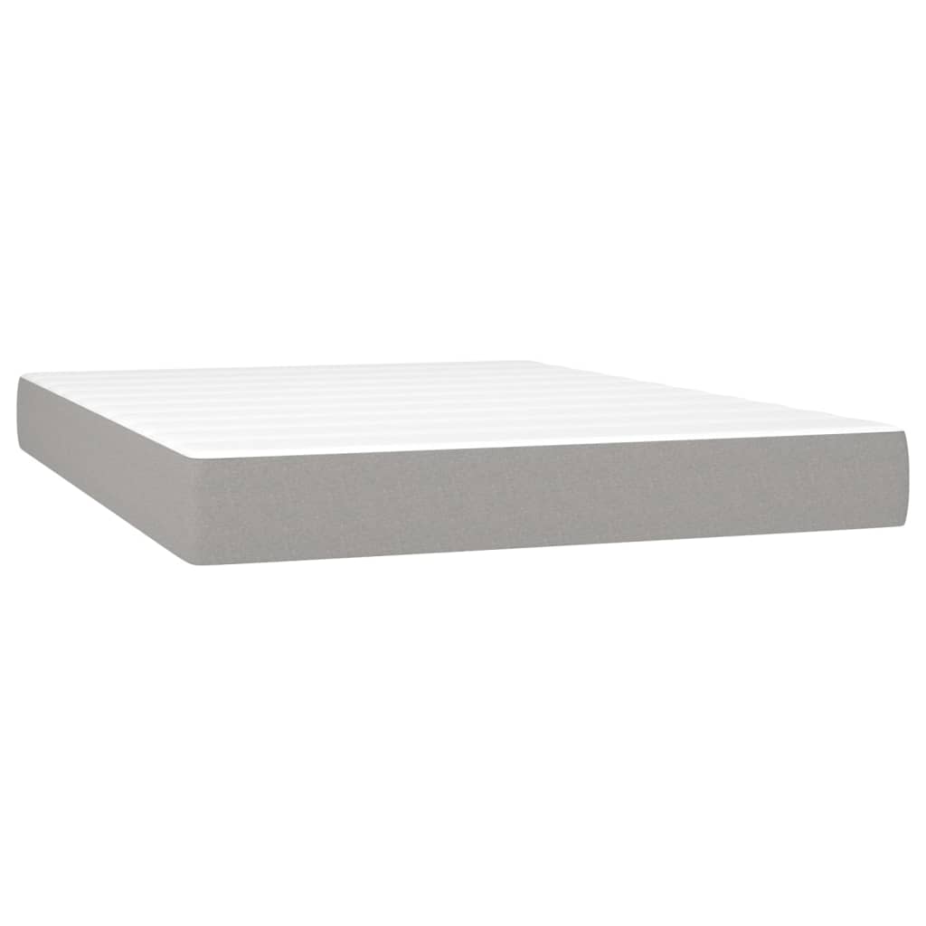 világosszürke szövet rugós és LED-es ágy matraccal 140x190 cm