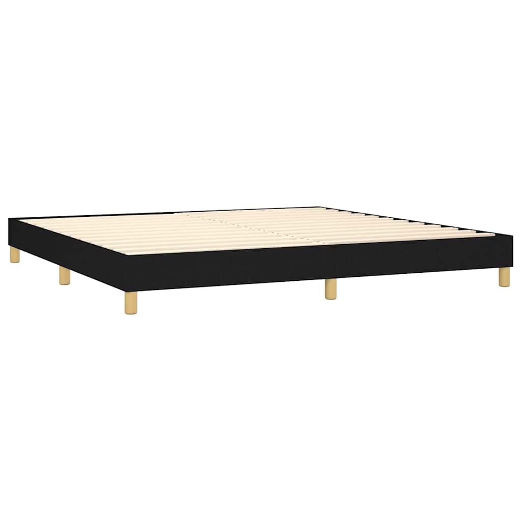 fekete szövet rugós és LED-es ágy matraccal 200x200 cm