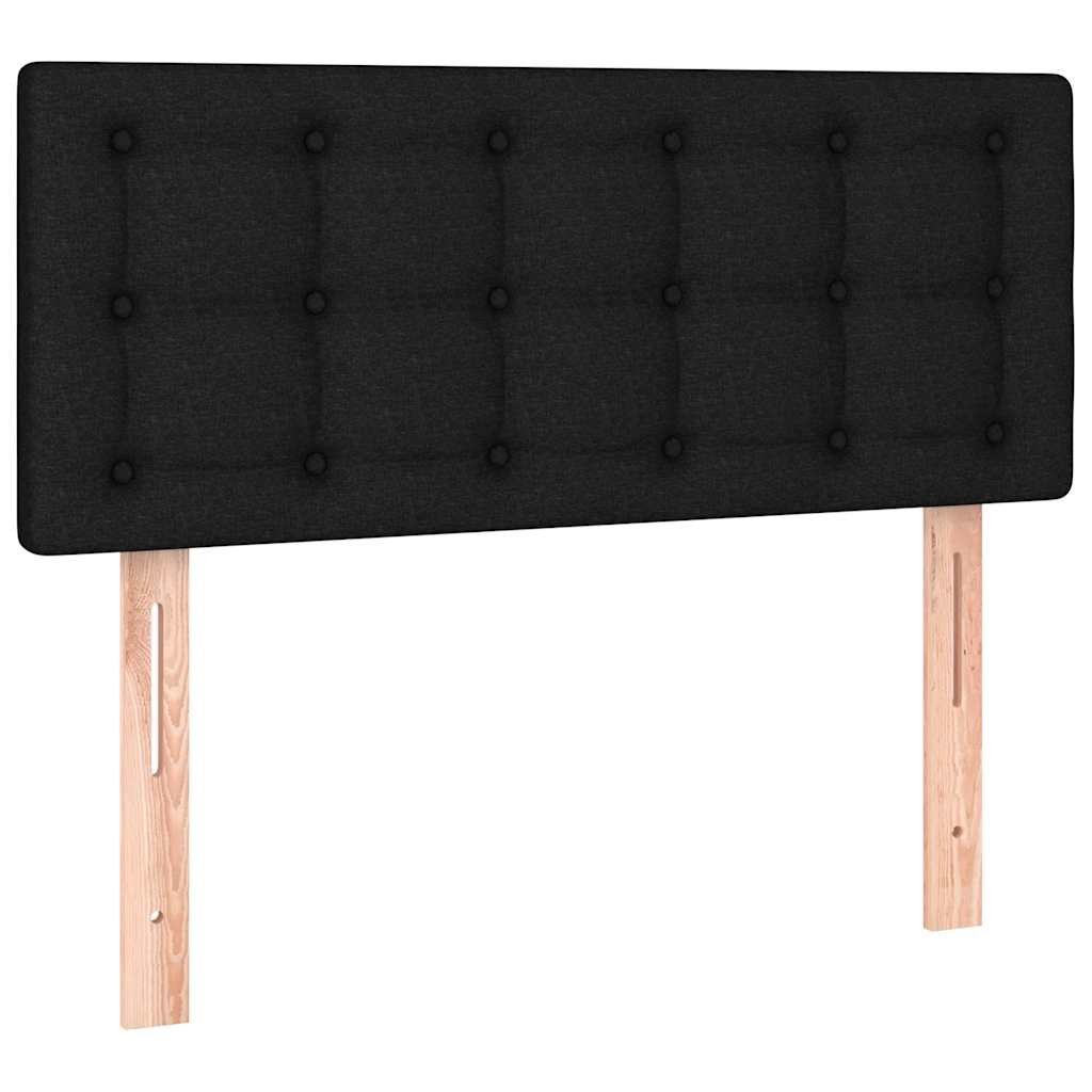fekete szövet rugós és LED-es ágy matraccal 80 x 200 cm