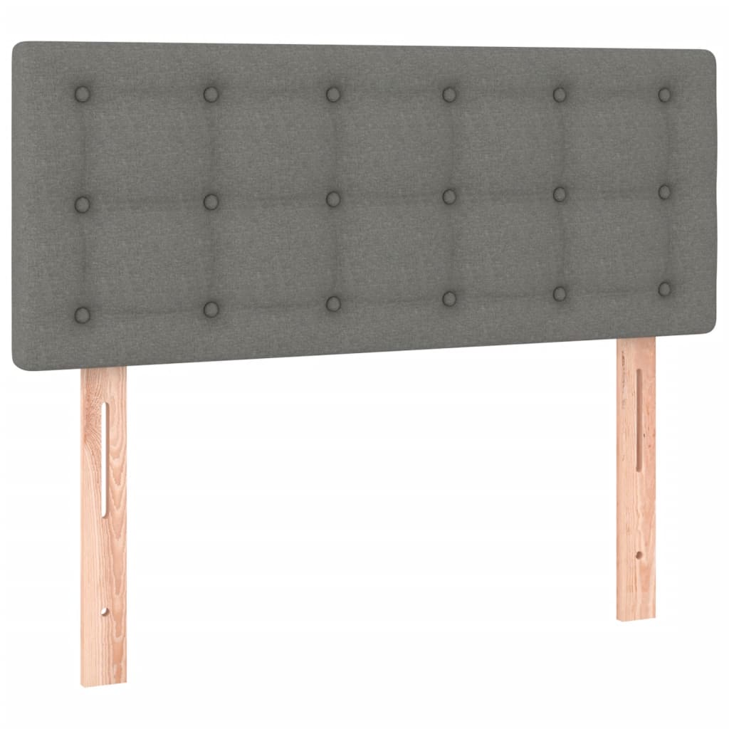 sötétszürke szövet rugós és LED-es ágy matraccal 120 x 200 cm