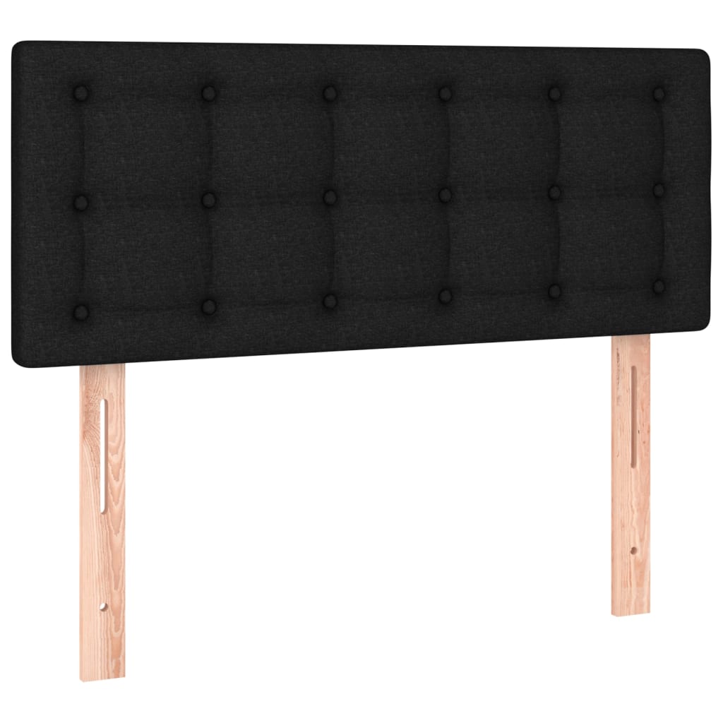 fekete szövet rugós és LED-es ágy matraccal 120 x 200 cm