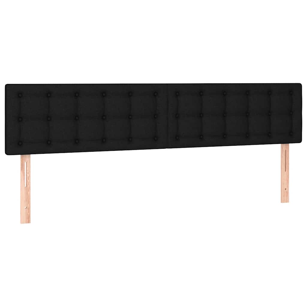 fekete szövet rugós és LED-es ágy matraccal 200x200 cm