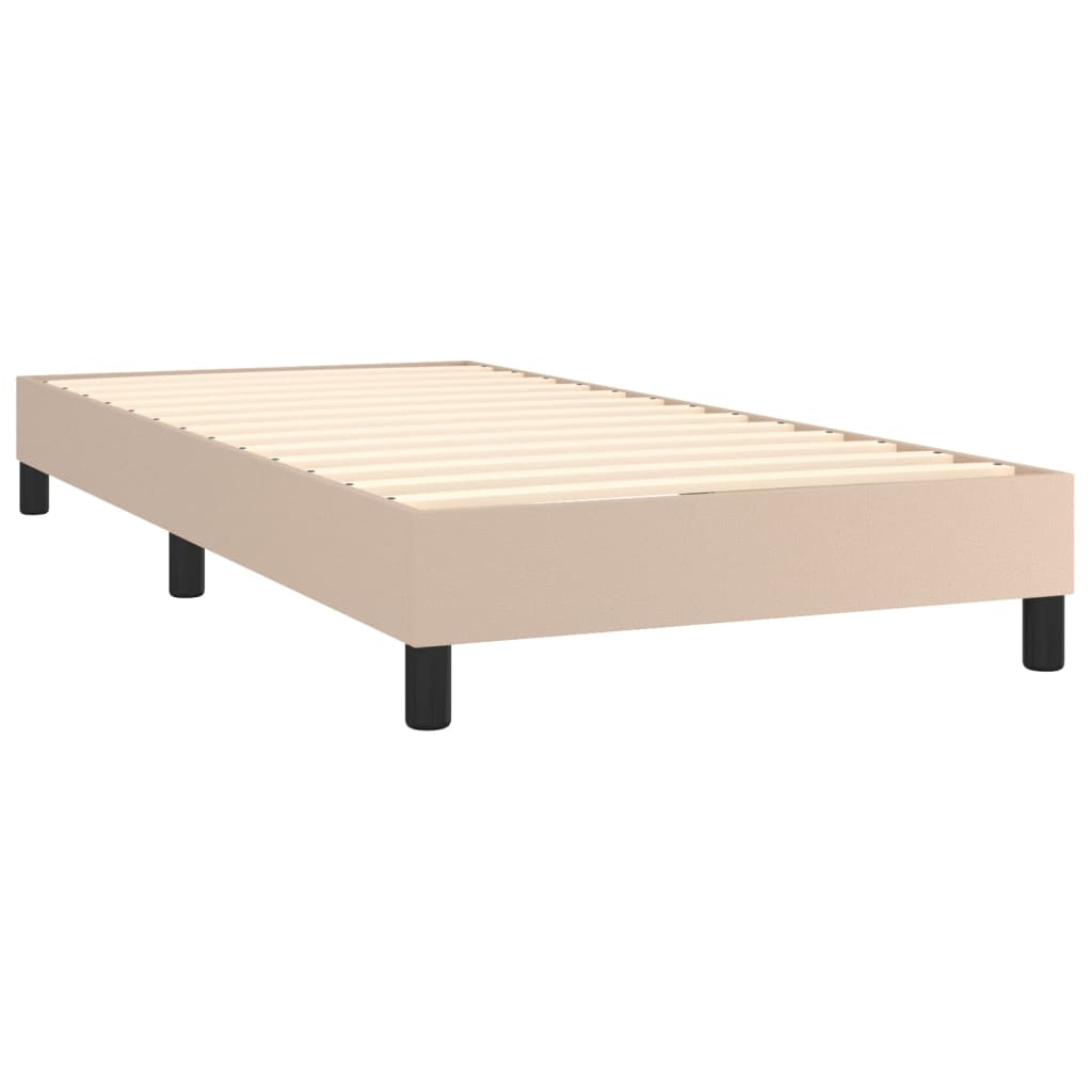 cappuccino színű műbőr rugós ágy matraccal és LED-del 80x200 cm