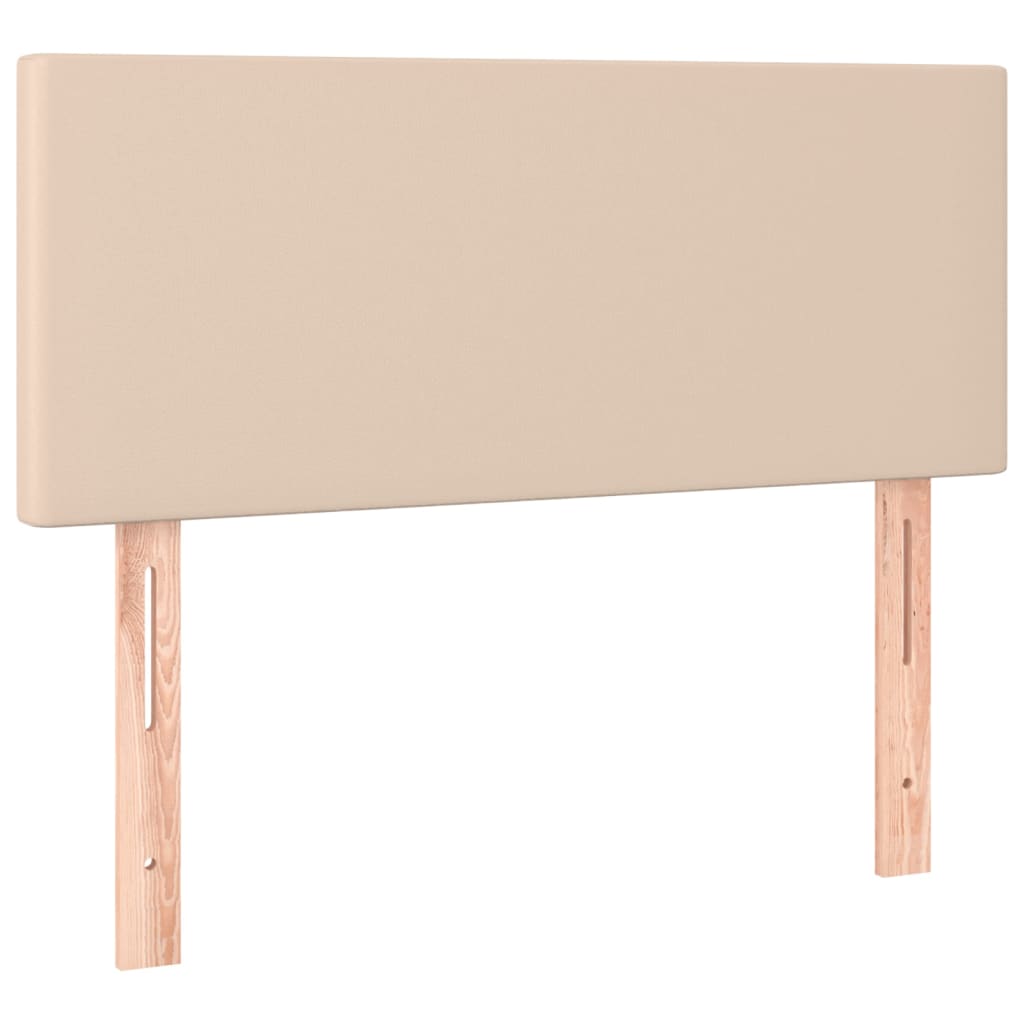 cappuccino színű műbőr rugós ágy matraccal és LED-del 80x200 cm