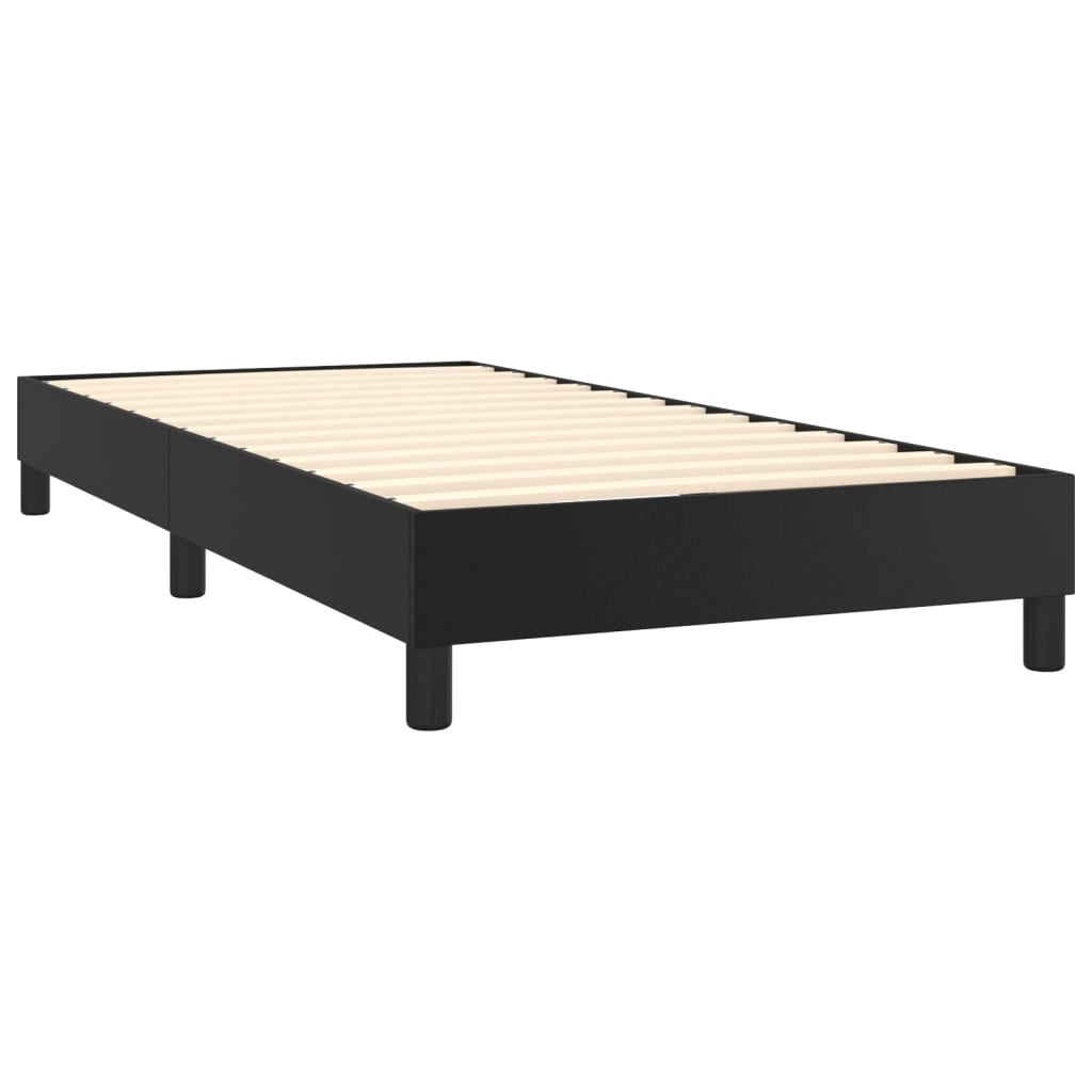 fekete műbőr rugós ágy matraccal és LED-del 90x190 cm