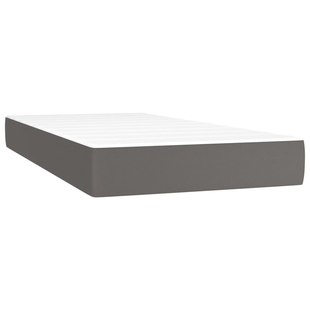 szürke műbőr rugós ágy matraccal és LED-del 100x200 cm