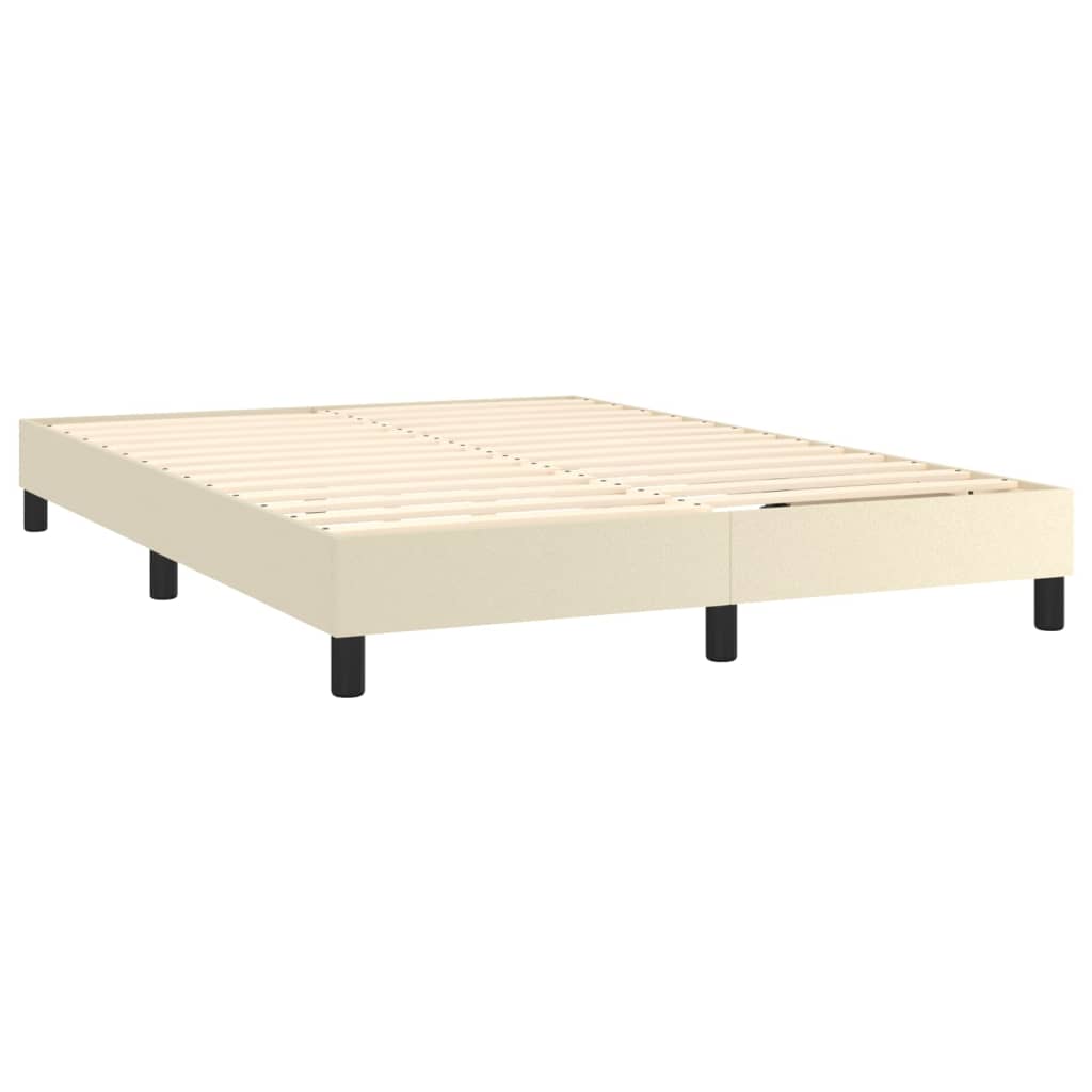 krémszínű műbőr rugós ágy matraccal és LED-del 140x190 cm