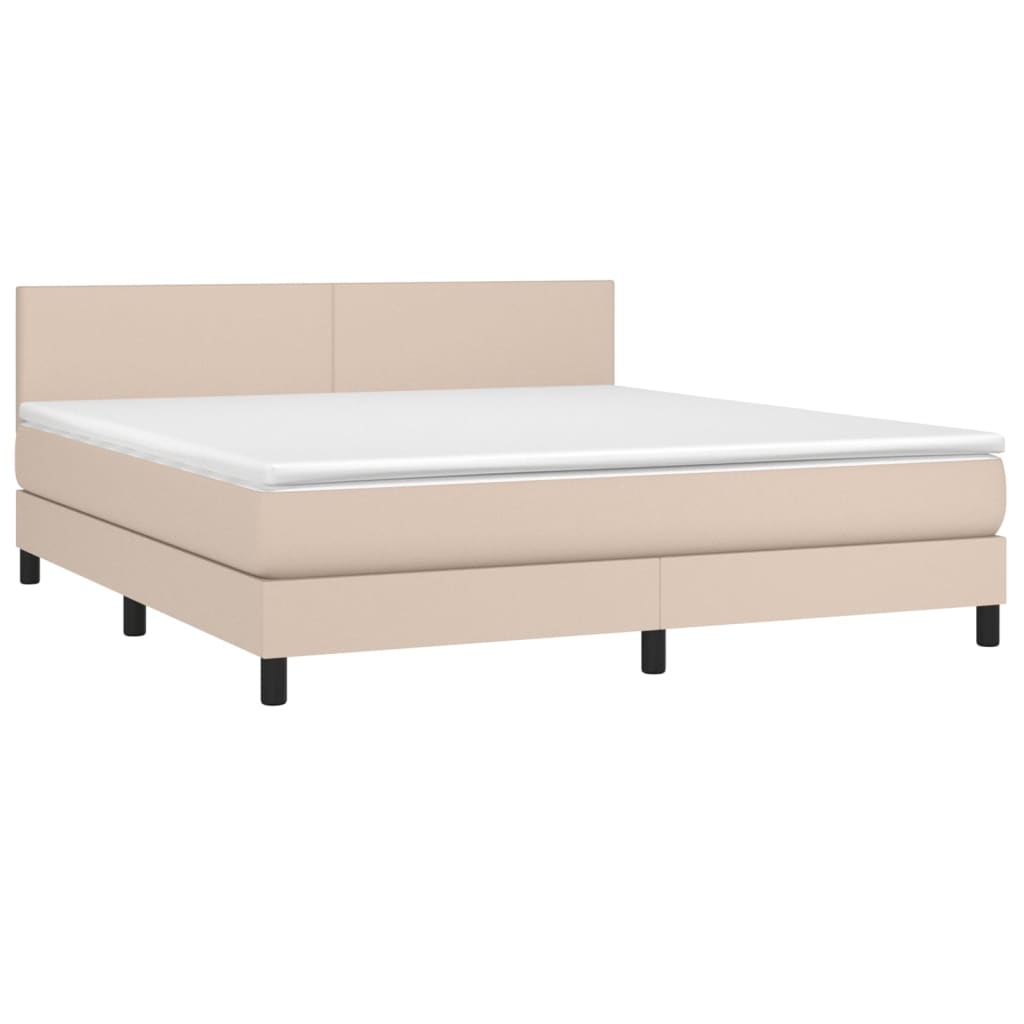 cappuccino színű műbőr rugós ágy matraccal és LED-del 180x200cm