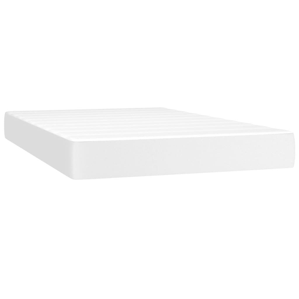 fehér műbőr rugós ágy matraccal és LED-del 120x200 cm