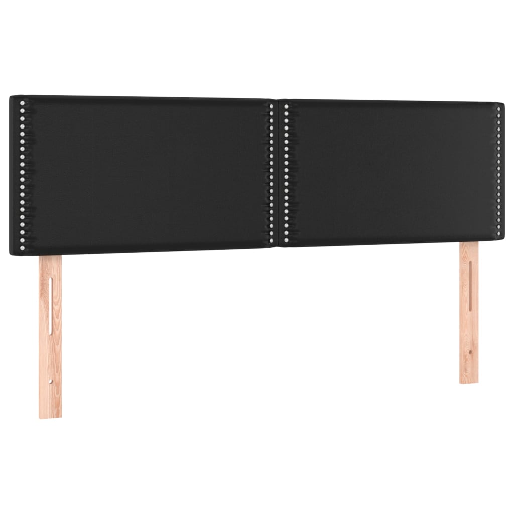 fekete műbőr rugós ágy matraccal és LED-del 140 x 190 cm