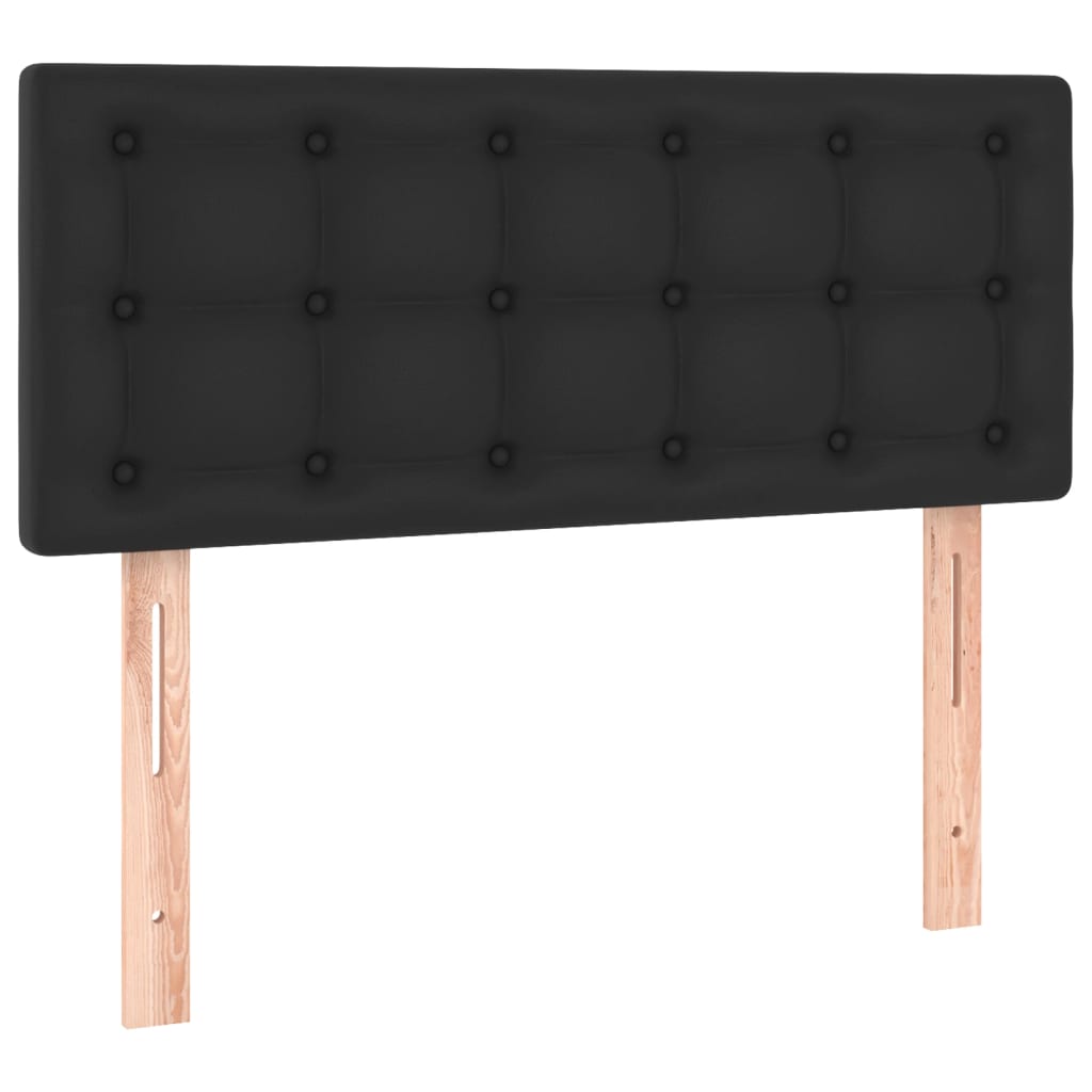 fekete műbőr rugós ágy matraccal és LED-del 90x200 cm