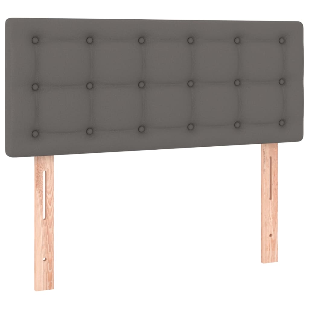 szürke műbőr rugós ágy matraccal és LED-del 100x200 cm
