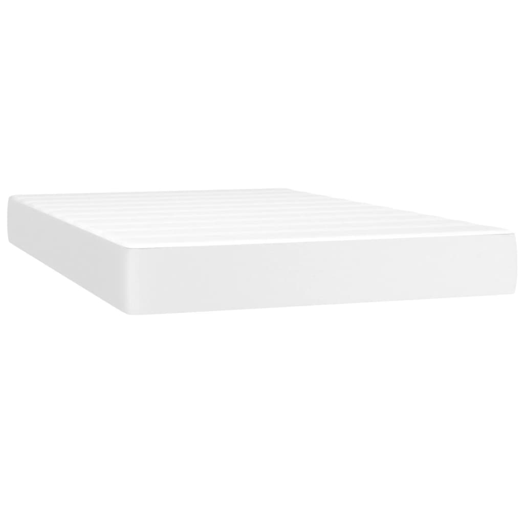 fehér műbőr rugós ágy matraccal és LED-del 120x200 cm