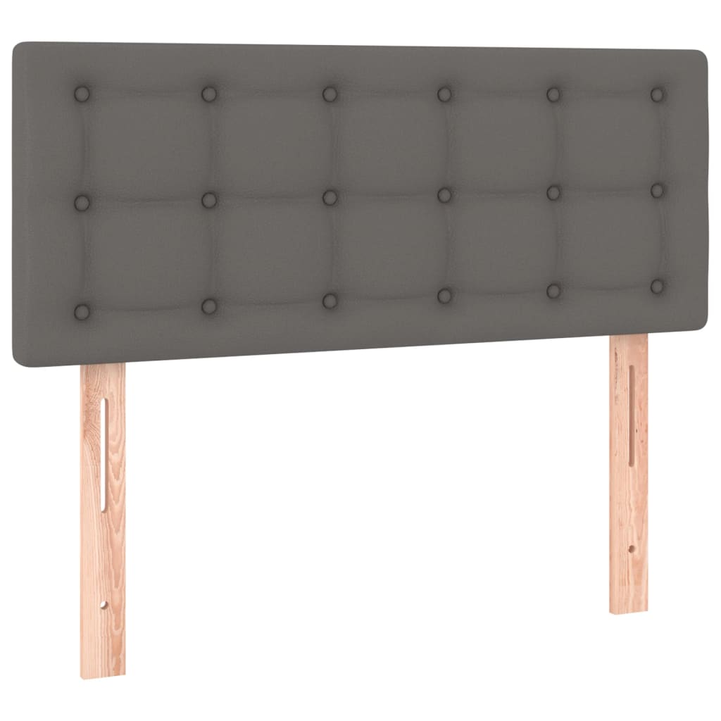 szürke műbőr rugós ágy matraccal és LED-del 120x200 cm