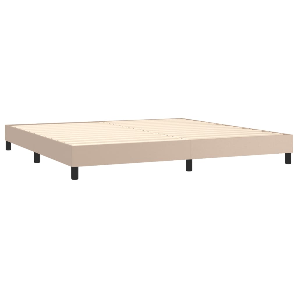 cappuccino színű műbőr rugós ágy matraccal és LED-del 200x200cm