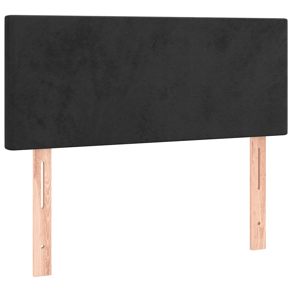 fekete bársony rugós és LED-es ágy matraccal 80 x 200 cm