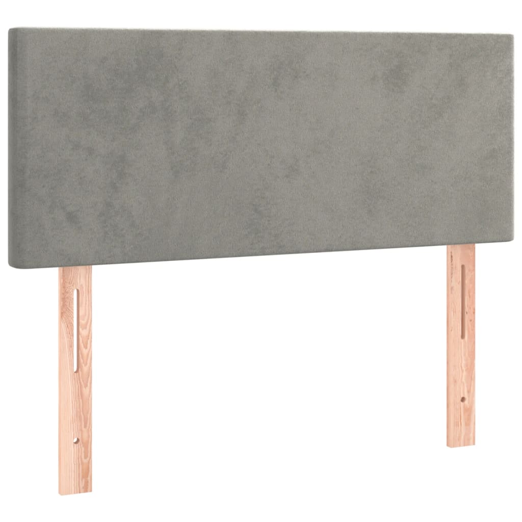 világosszürke bársony rugós és LED-es ágy matraccal 100x200 cm