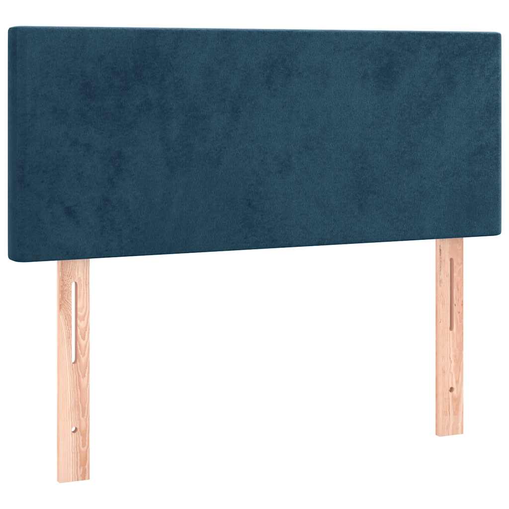 sötétkék bársony rugós és LED-es ágy matraccal 120x200 cm
