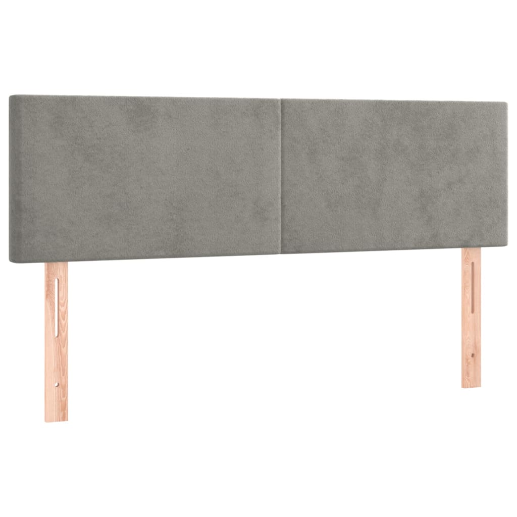 világosszürke bársony rugós és LED-es ágy matraccal 140x190 cm
