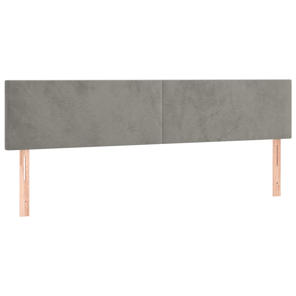 világosszürke bársony rugós és LED-es ágy matraccal 160x200 cm