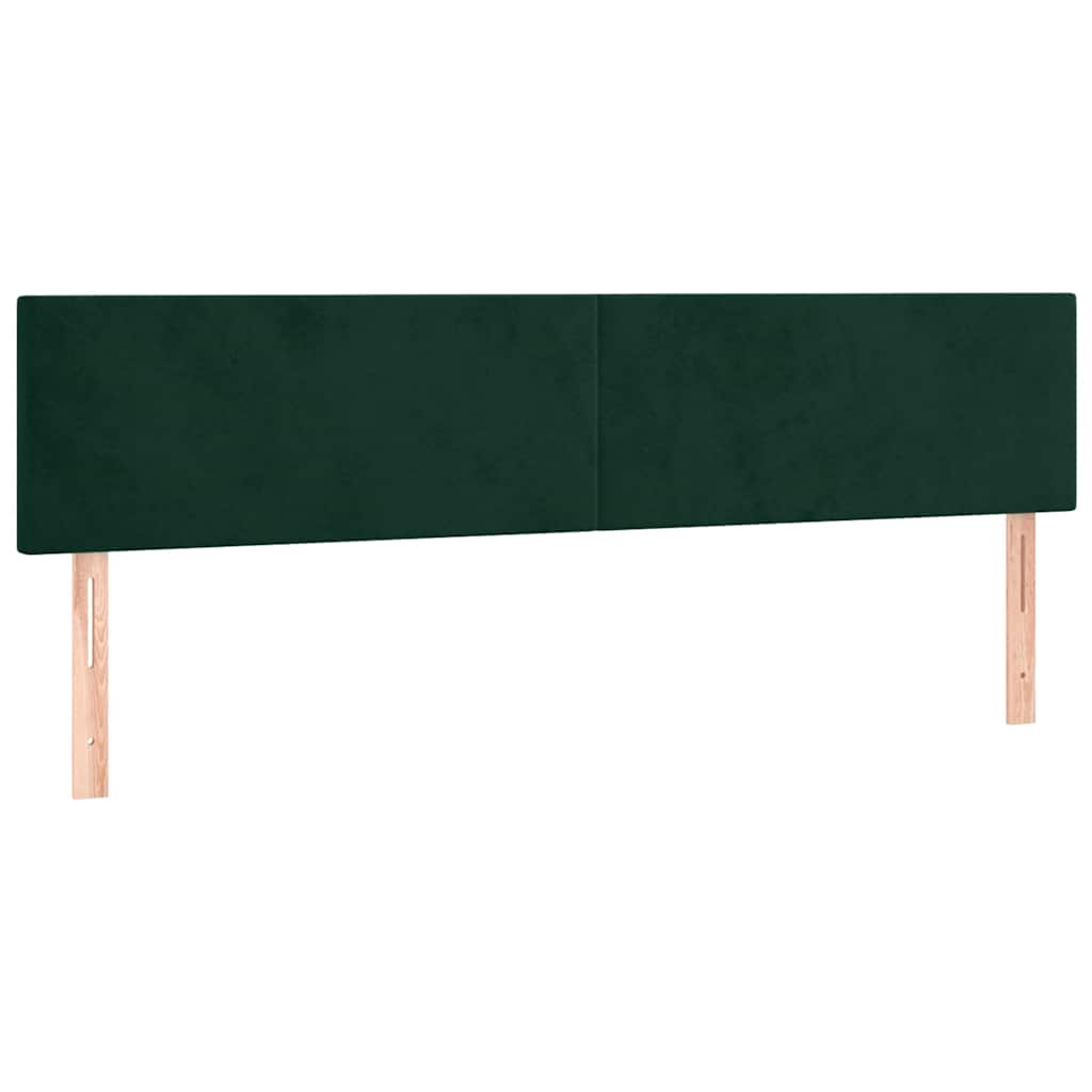 sötétzöld bársony rugós és LED-es ágy matraccal 160x200 cm