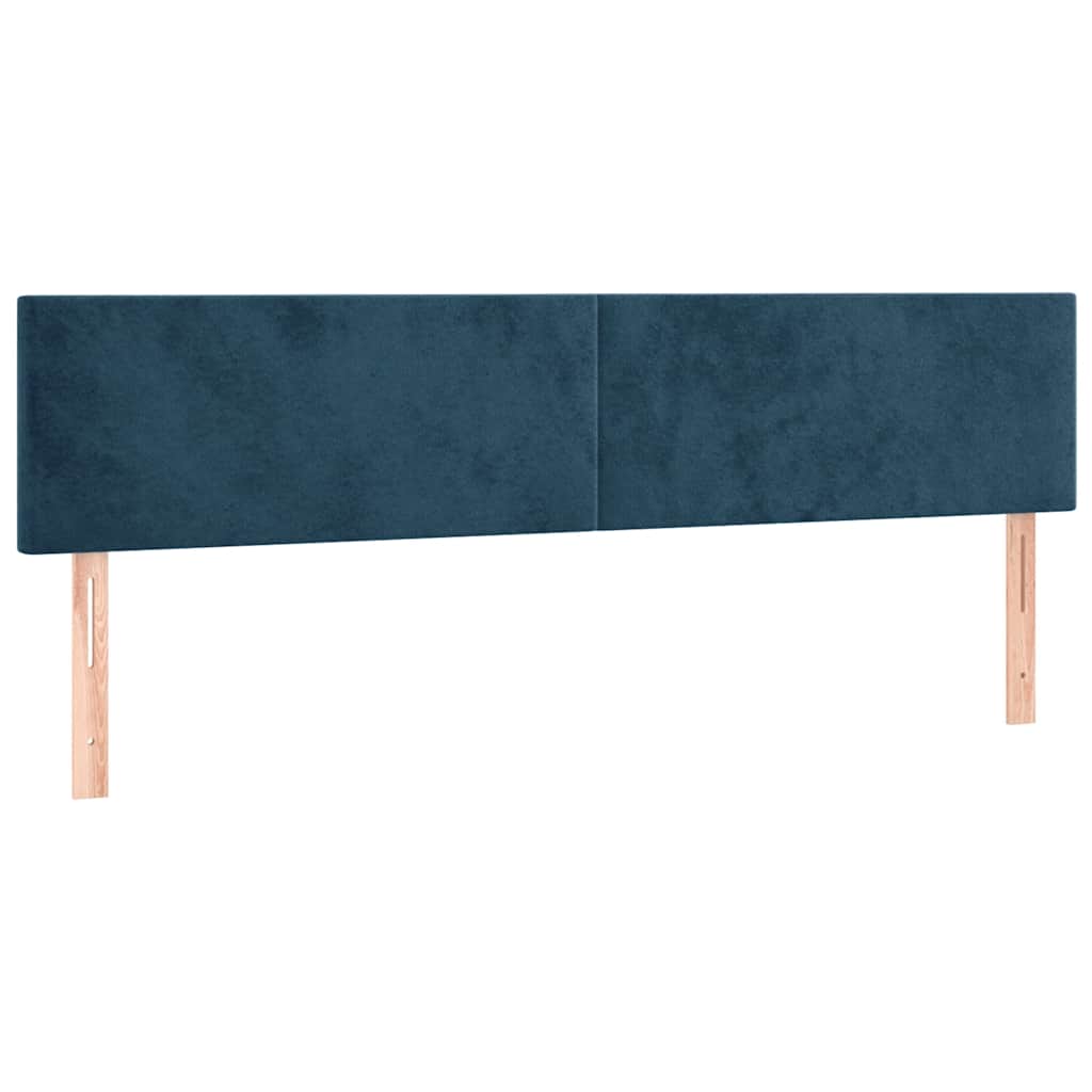 sötétkék bársony rugós és LED-es ágy matraccal 160x200 cm
