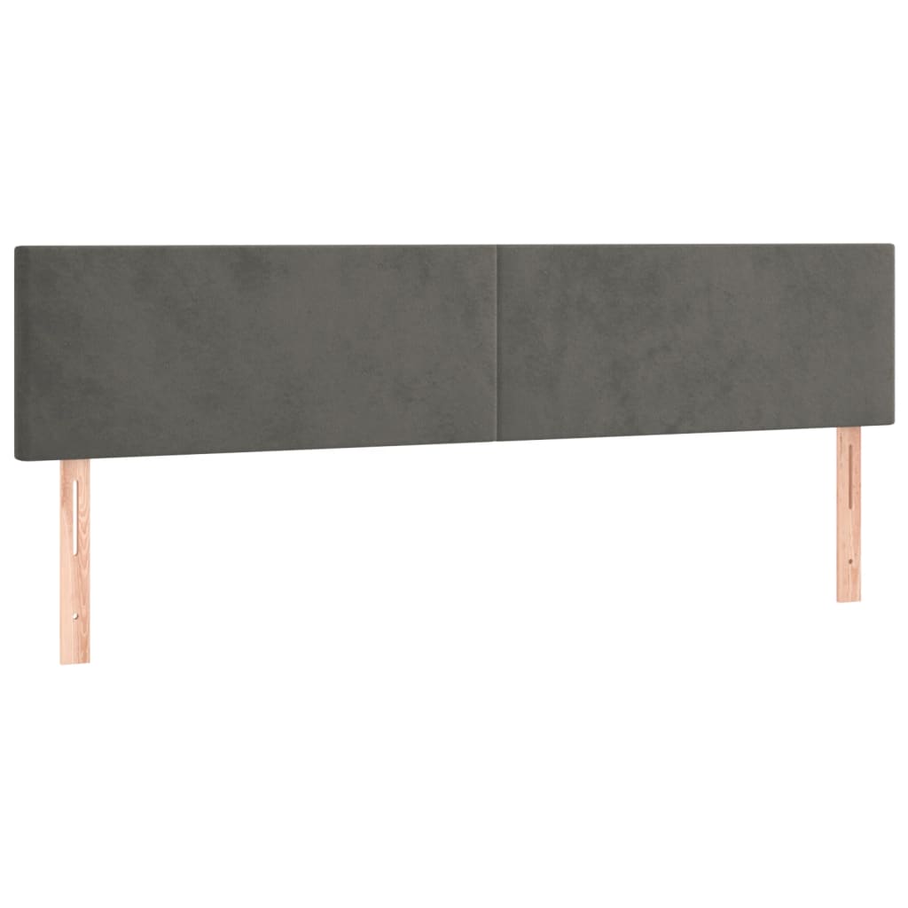 sötétszürke bársony rugós és LED-es ágy matraccal 200x200 cm