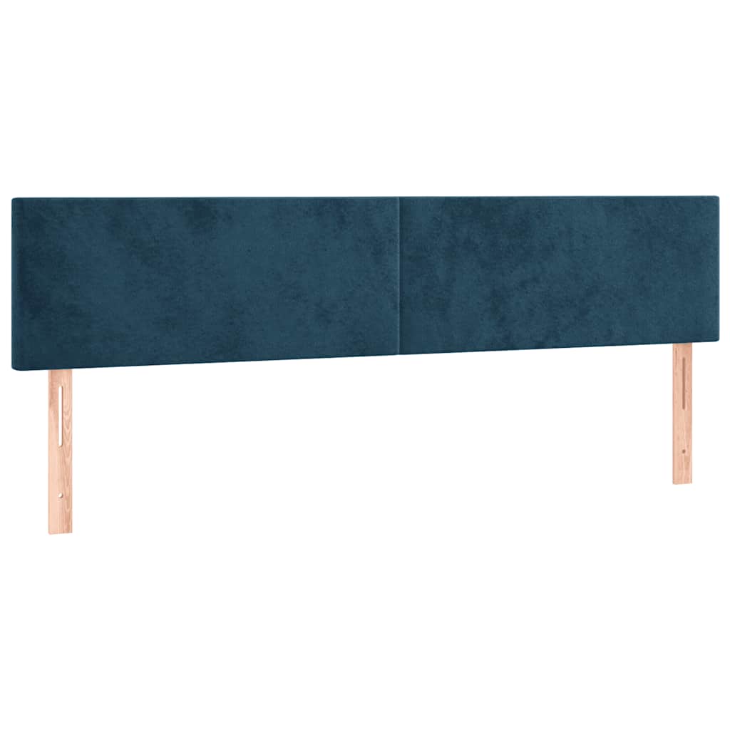 sötétkék bársony rugós és LED-es ágy matraccal 200x200 cm