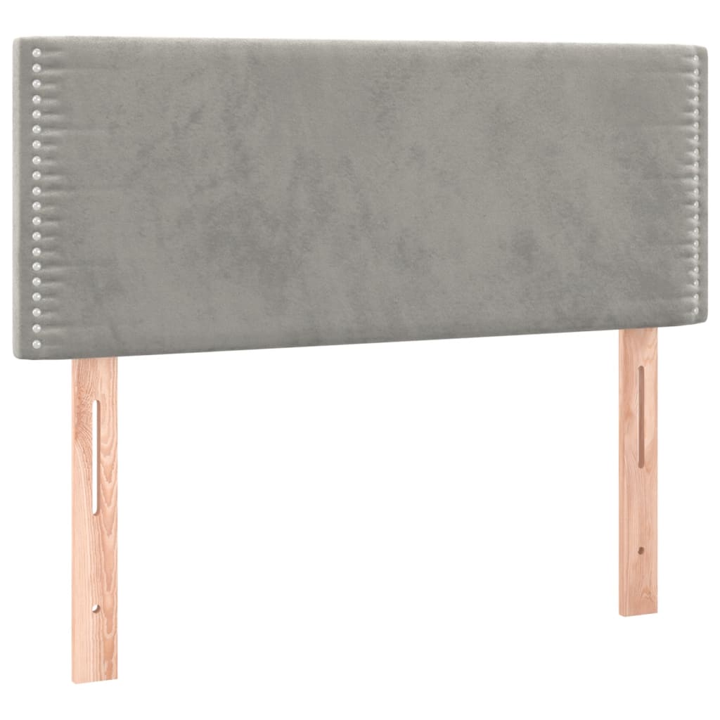 világosszürke bársony rugós és LED-es ágy matraccal 80 x 200 cm