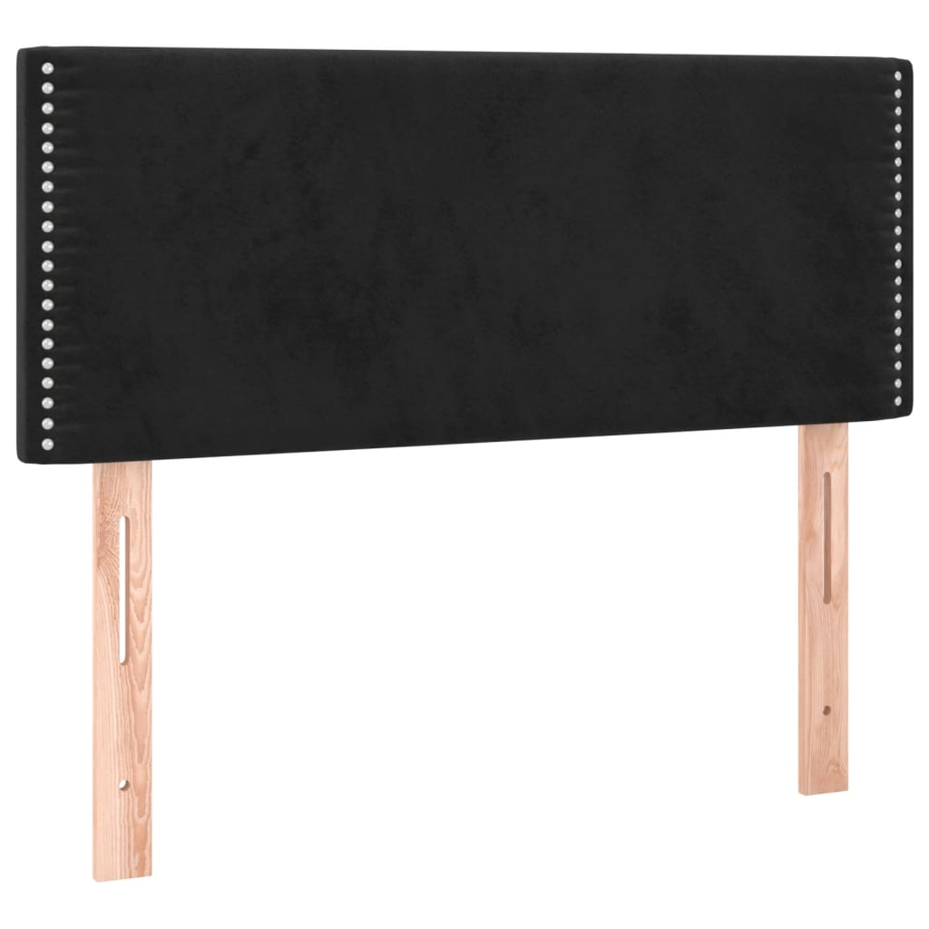 fekete bársony rugós és LED-es ágy matraccal 90x190 cm