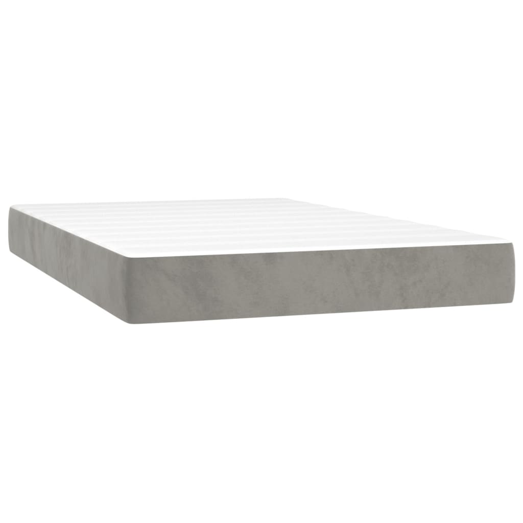 világosszürke bársony rugós és LED-es ágy matraccal 120x200 cm