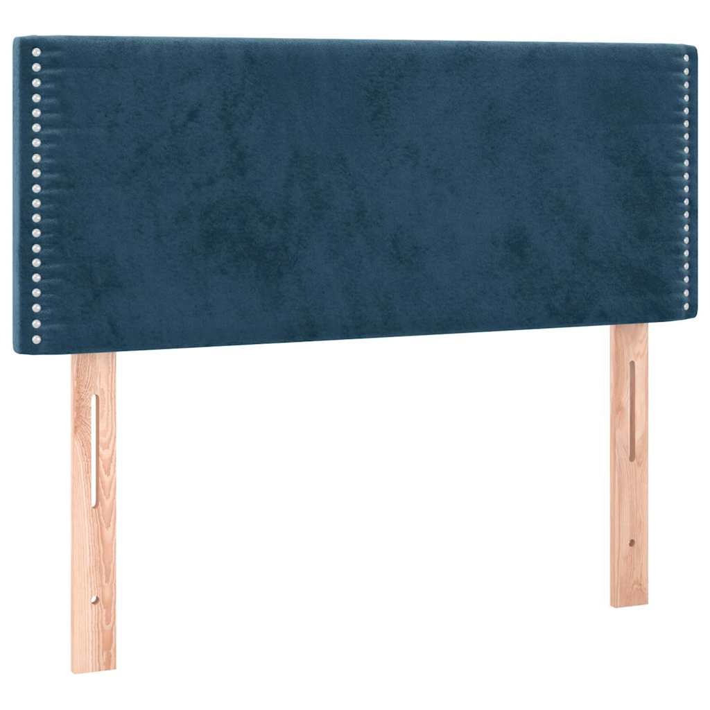 sötétkék bársony rugós és LED-es ágy matraccal 120x200 cm