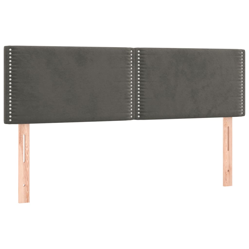 sötétszürke bársony rugós és LED-es ágy matraccal 140x200 cm