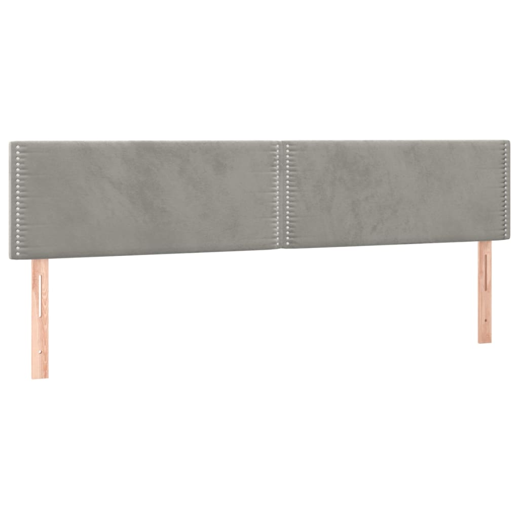 világosszürke bársony rugós és LED-es ágy matraccal 200x200 cm